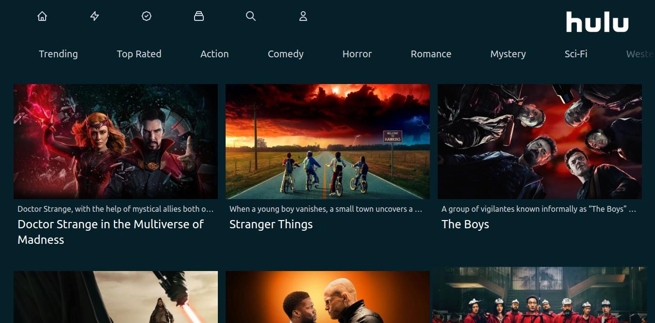 Hulu Clone user interface