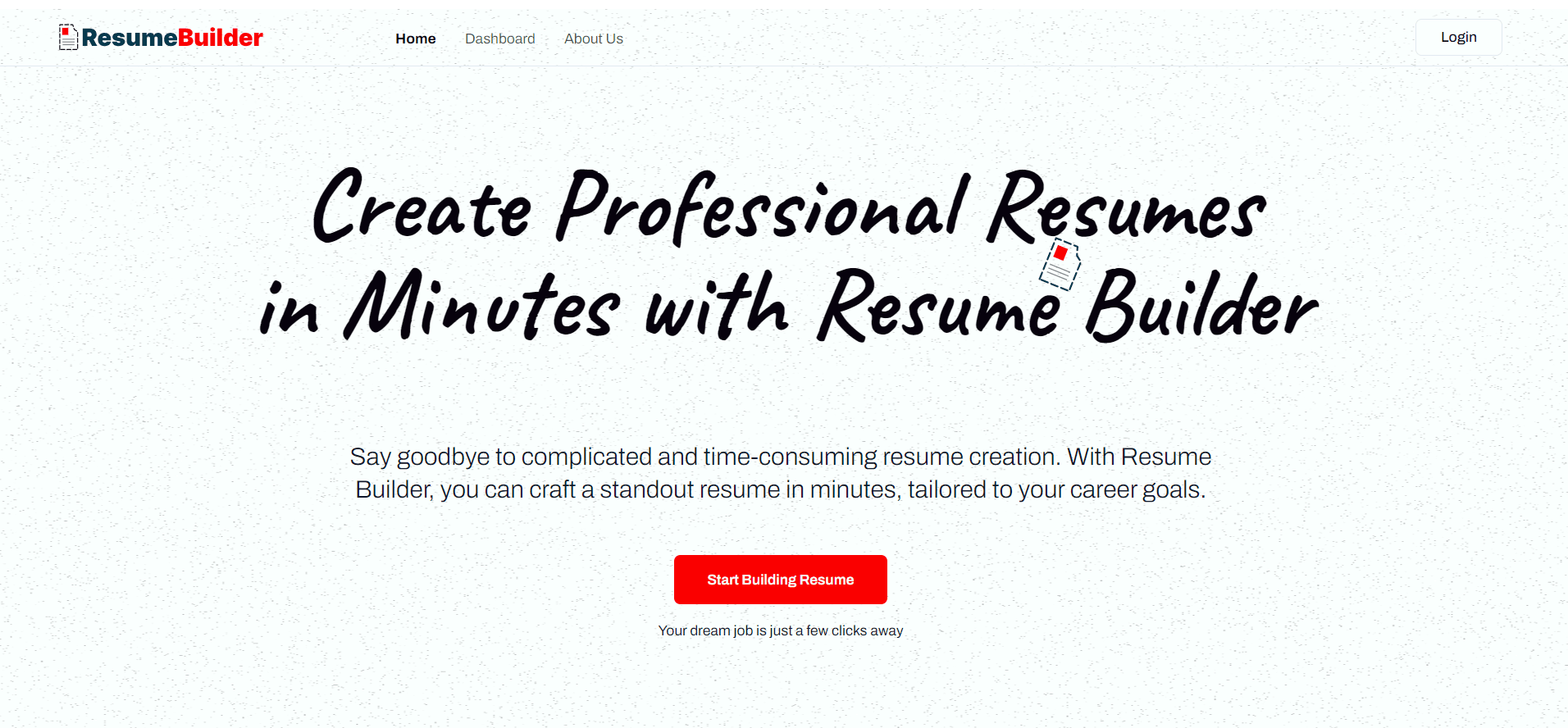 Resume Builder user interface