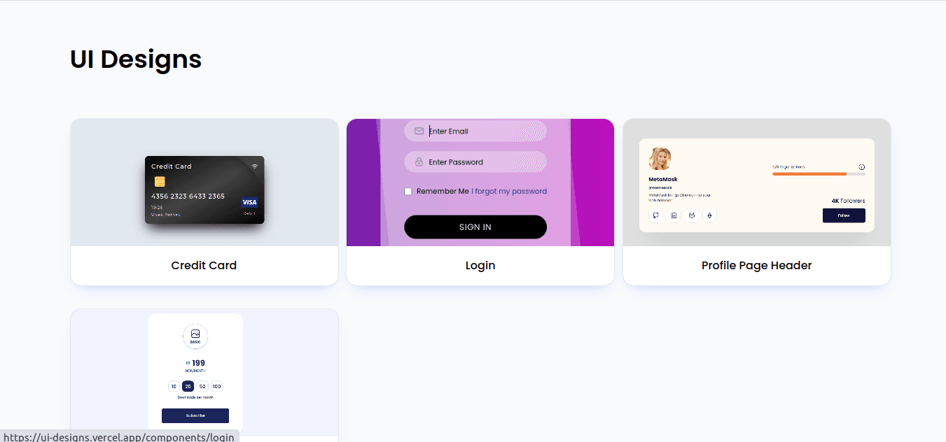 UI Designs user interface